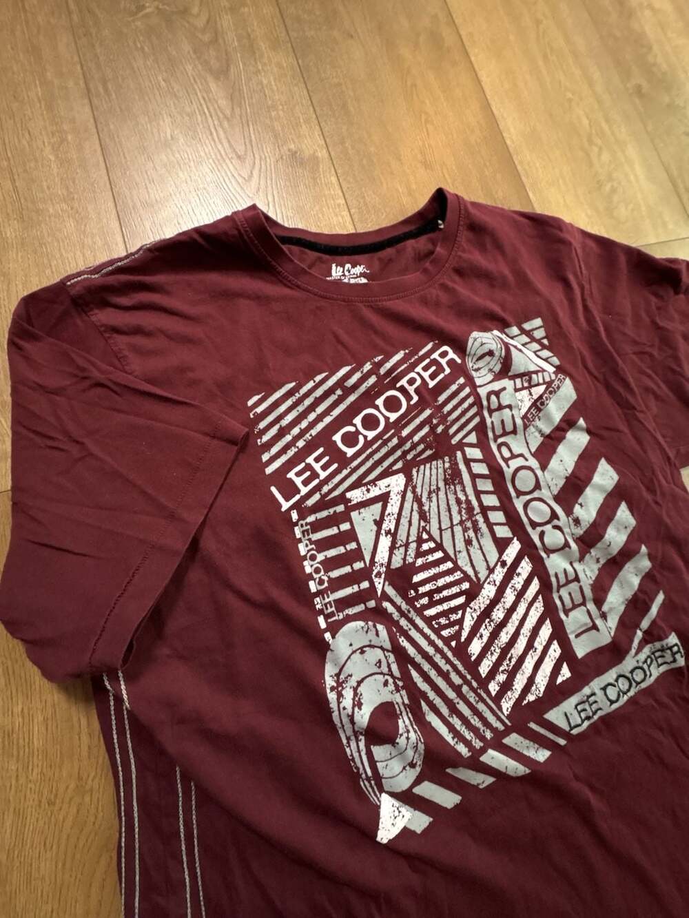Lee Cooper Master of Denim Graphic Print Burgundy T-Shirt XXL